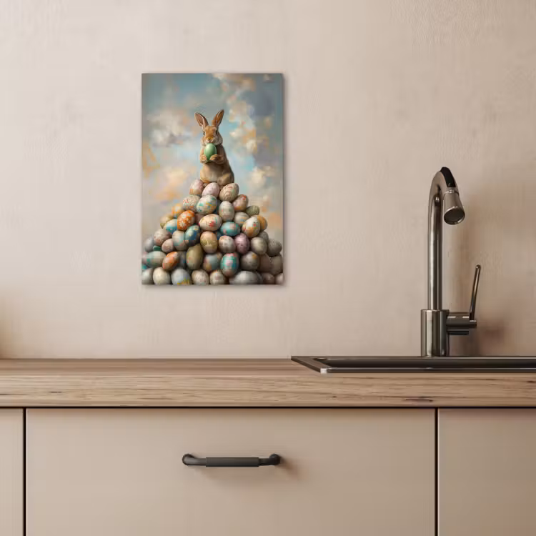 Tableau sur toile - Lapin - oeufs - coloré — 3