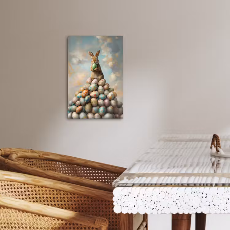 Tableau sur toile - Lapin - oeufs - coloré — 4