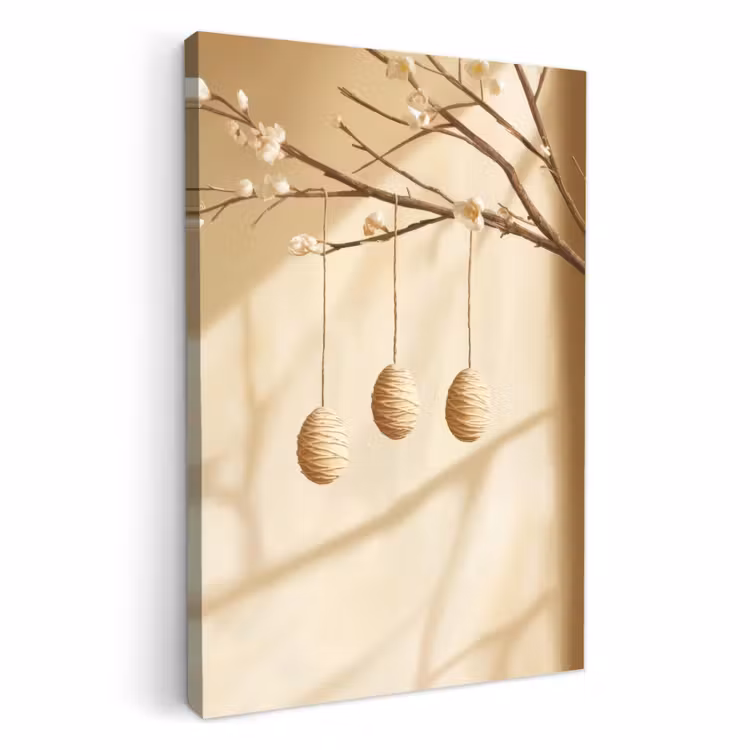Tableau sur toile - Beige - Gâteau de Pâques - Œufs — 1