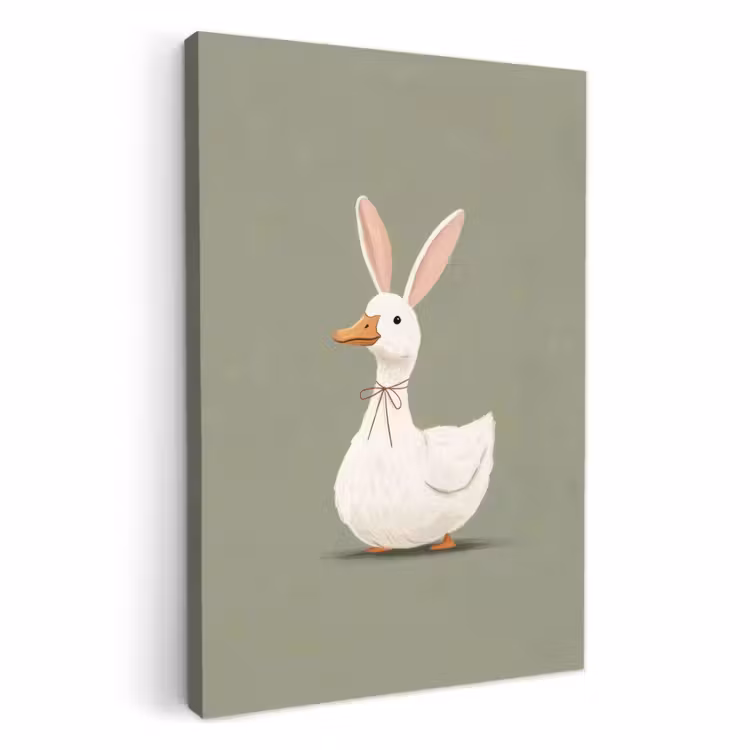 Tableau sur toile - Canard - Oreilles de lapin - Gris — 1
