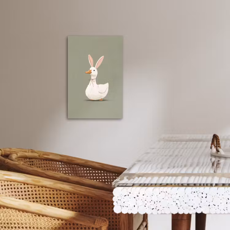 Tableau sur toile - Canard - Oreilles de lapin - Gris — 4