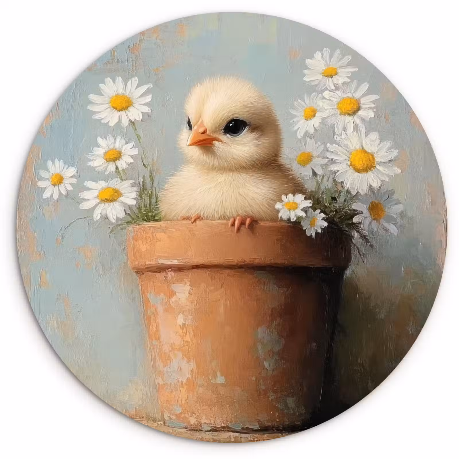 Tableau rond - poussin dans un pot de fleurs-3-2 — 1