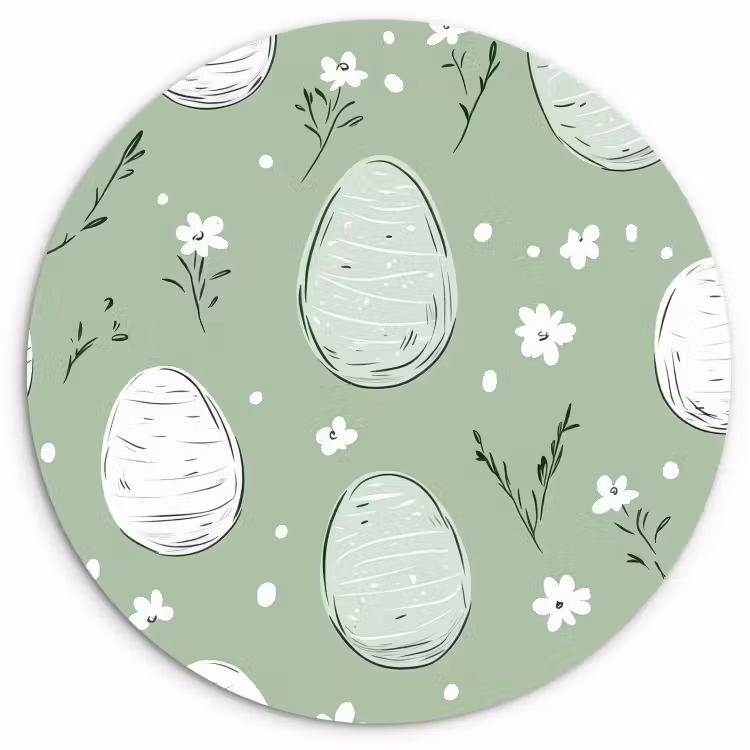 Tableau rond - motif-œufs-verts — 1