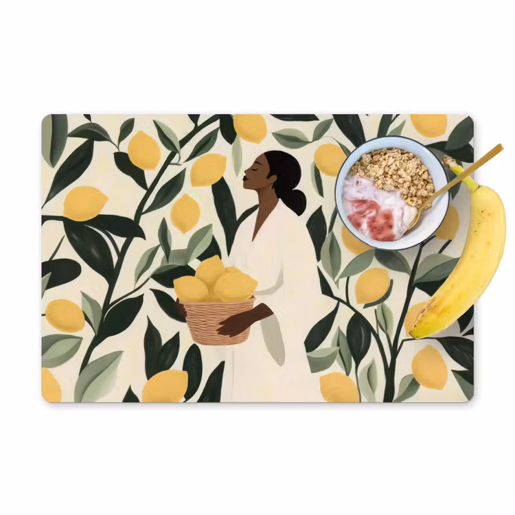Sets de table en vinyle - Femme - Panier - Citrons - Feuilles — 1