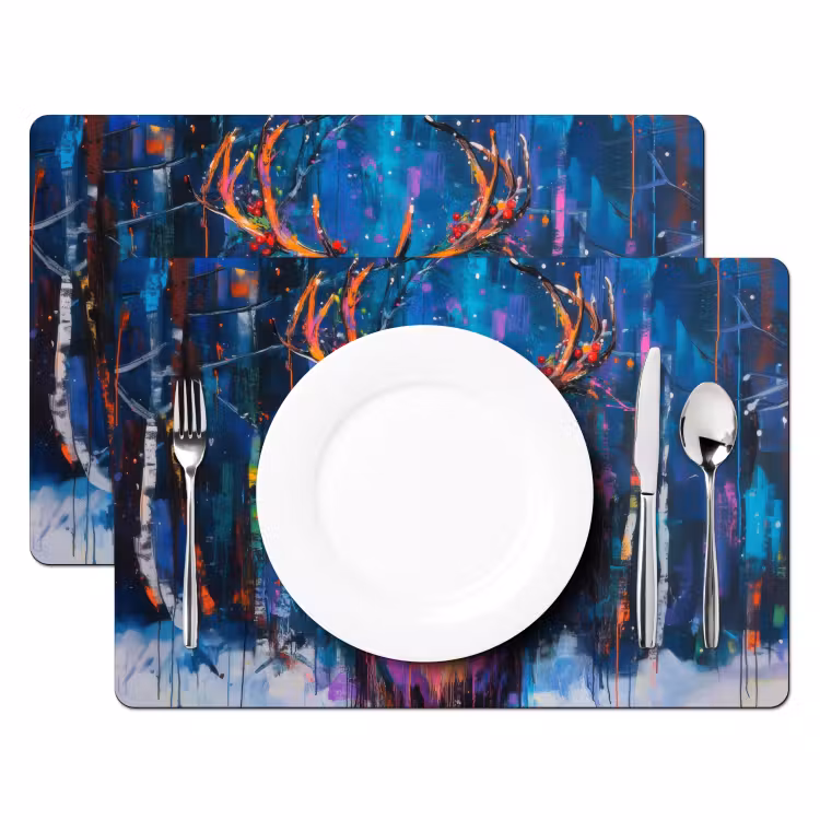 Sets de table - Renne - Couronne - Féerique - Bleu — 2