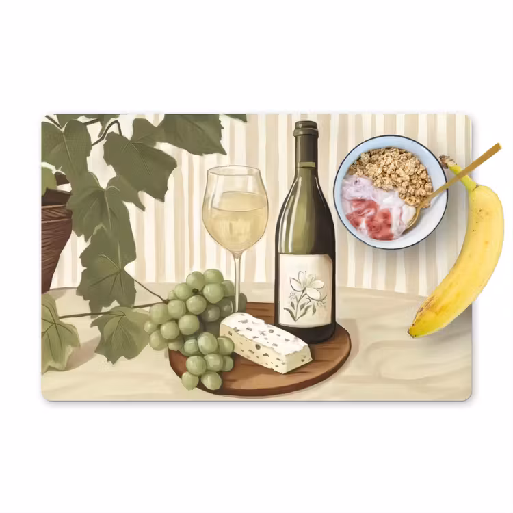 Sets de table en vinyle - Vin - Raisins - Fromage - Feuilles — 1