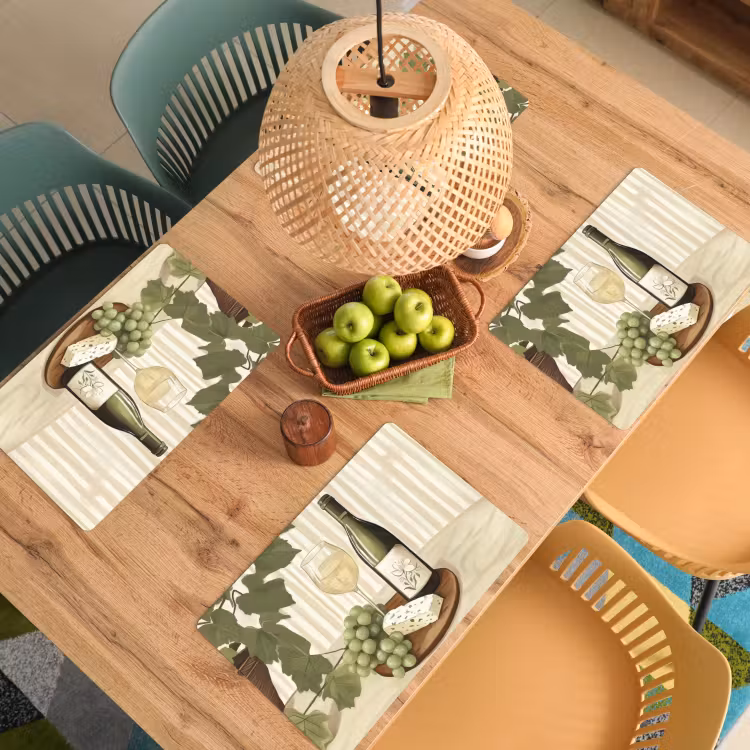 Sets de table en vinyle - Vin - Raisins - Fromage - Feuilles — 3