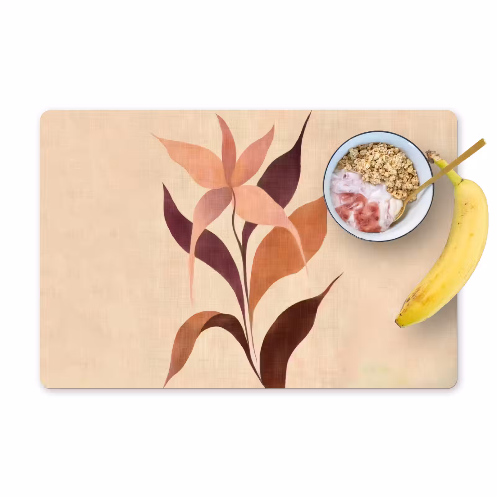 Sets de table en vinyle - Minimaliste - Fleur - Feuilles - Beige — 1
