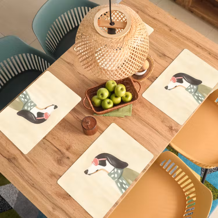 Sets de table en vinyle - Chien - Lunettes de soleil - Echarpe — 3