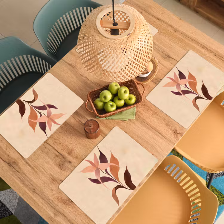 Sets de table en vinyle - Minimaliste - Fleur - Feuilles - Beige — 3
