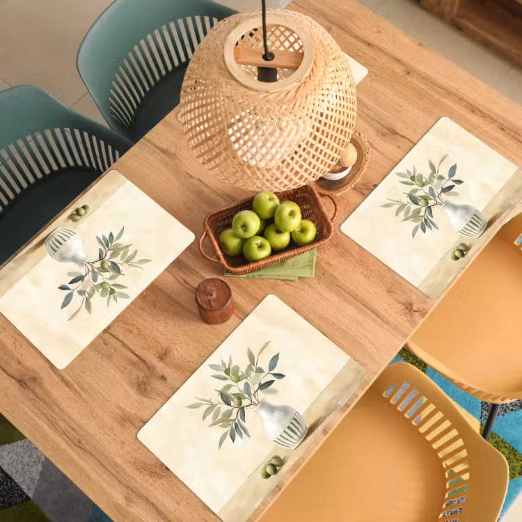 Sets de table en vinyle - Vase - Céramique - Branches d'olivier — 3