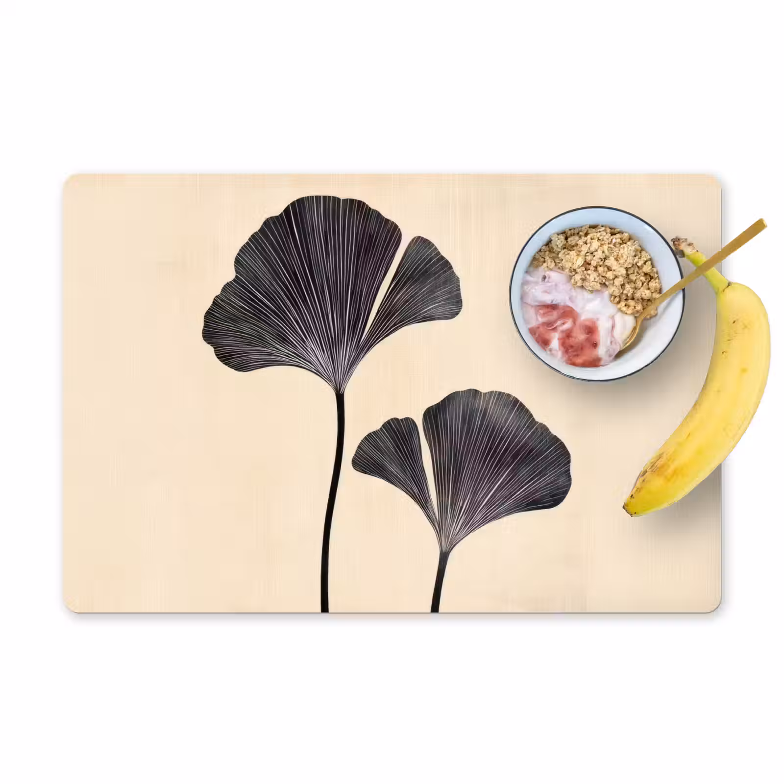 Sets de table en vinyle - Feuilles - Minimaliste - Noir — 1