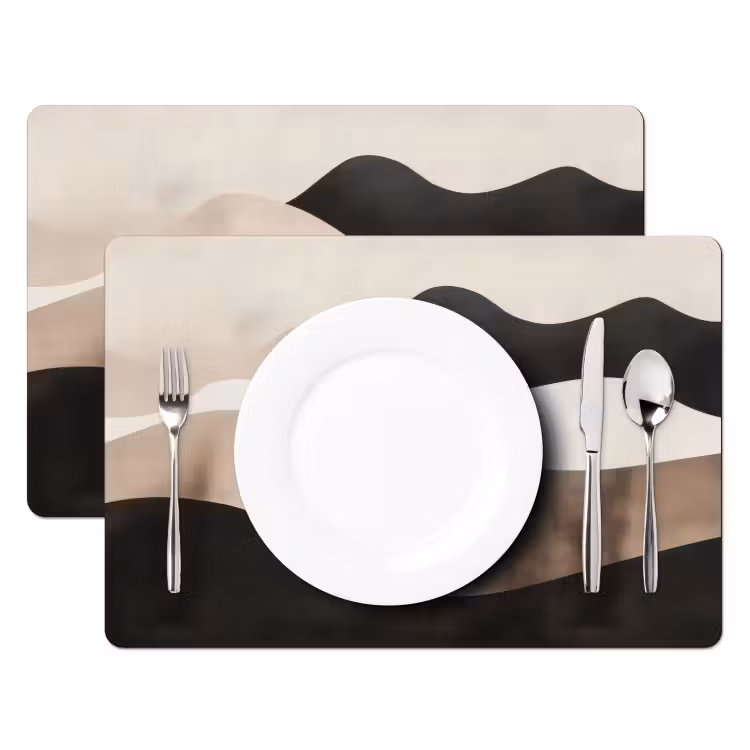 Sets de table en vinyle - Abstrait - Paysage - Vagues - Couleur crème — 2