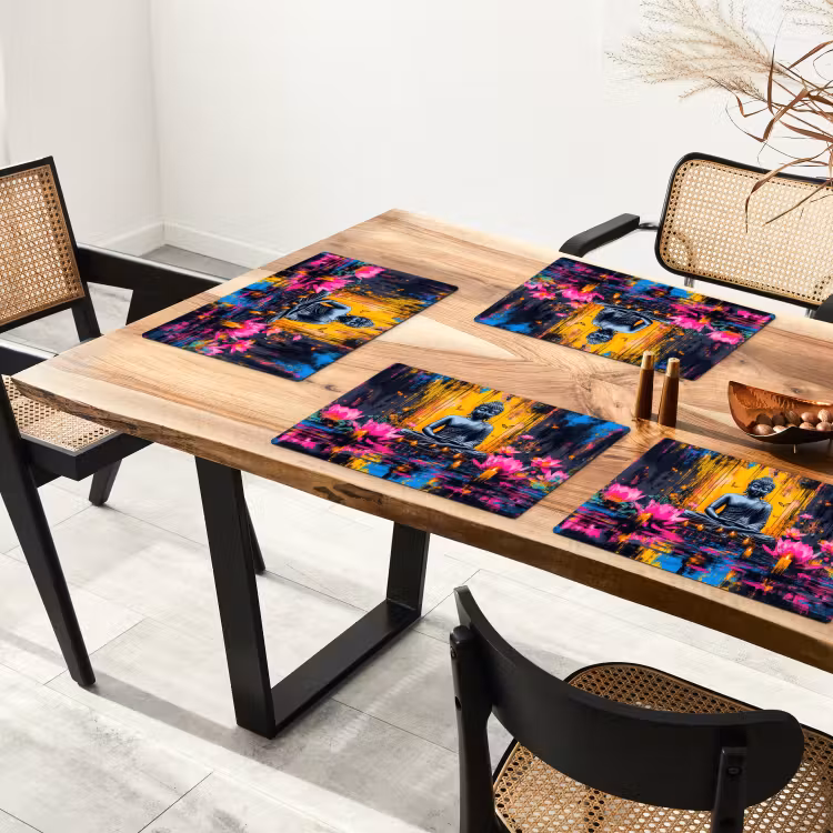 Sets de table - Bouddha - Fleurs - Bougies - Jaune — 4