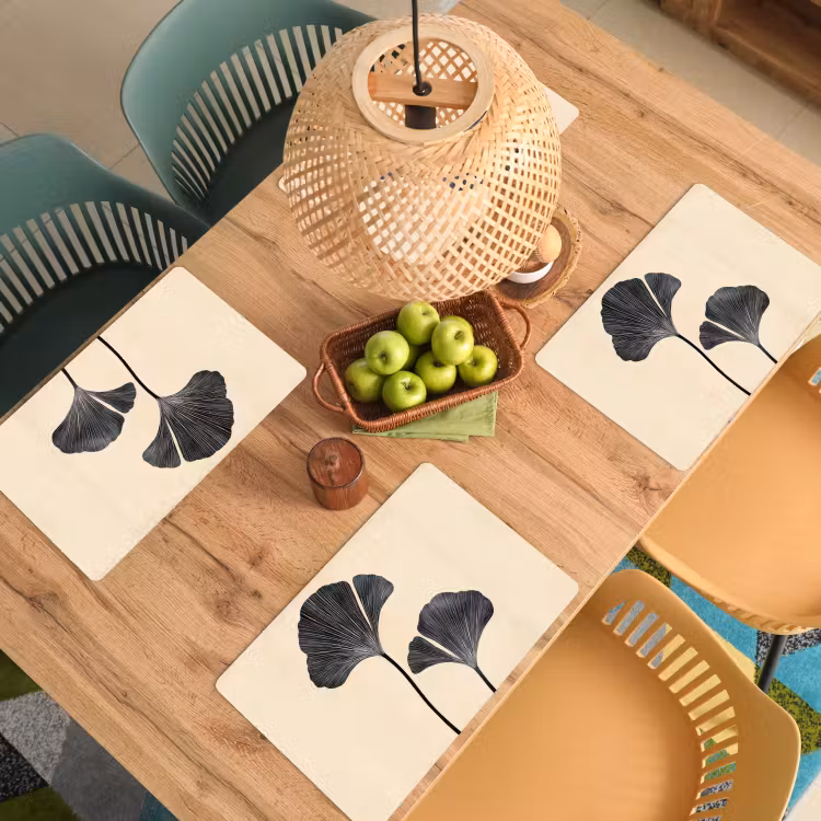 Sets de table en vinyle - Feuilles - Minimaliste - Noir — 3