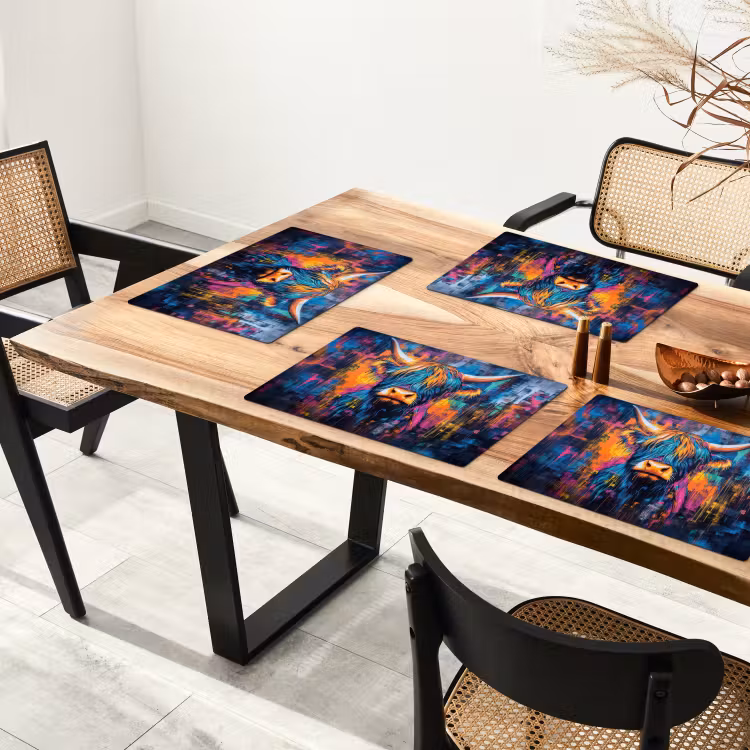 Sets de table - Highlander écossais - abstrait - coloré — 4