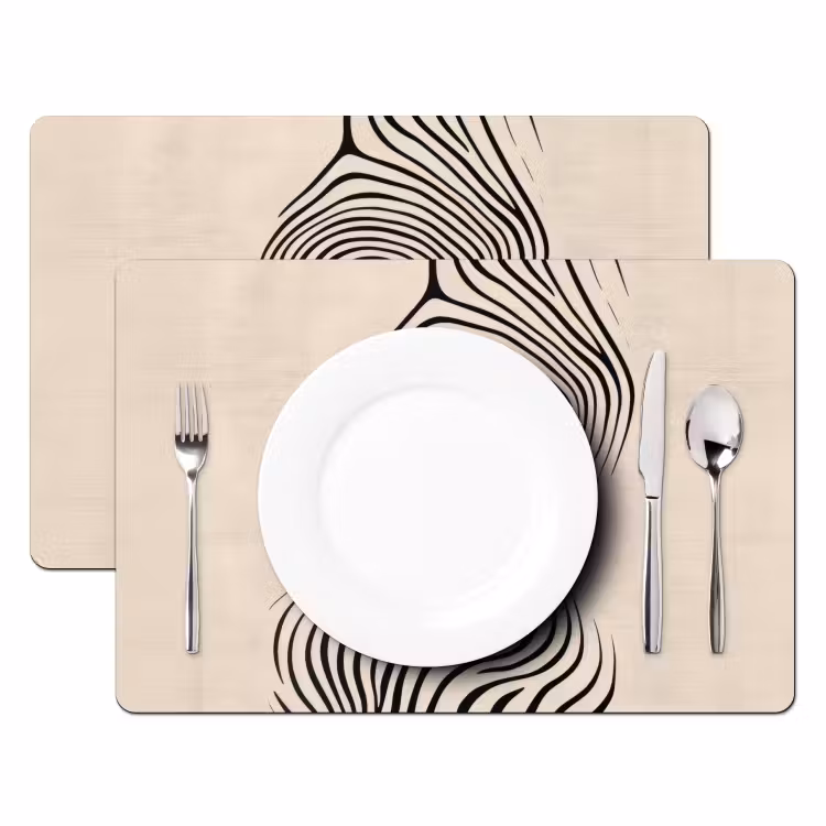 Sets de table en vinyle - Lignes - Abstraites - Ondulées - Noir — 2