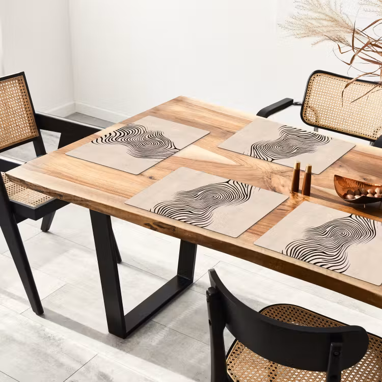 Sets de table en vinyle - Lignes - Abstraites - Ondulées - Noir — 4