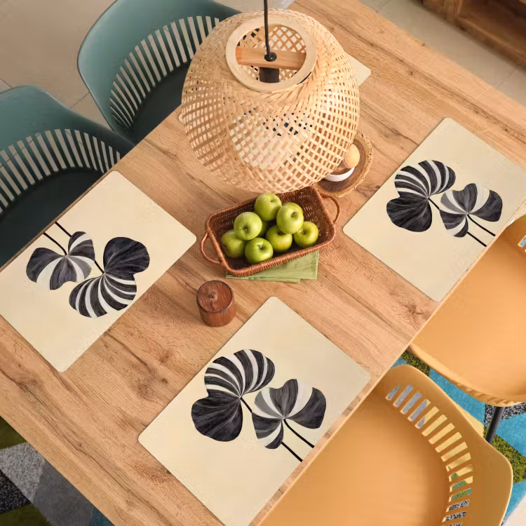 Sets de table en vinyle - Noir - Feuilles - Rayures - Minimaliste — 3