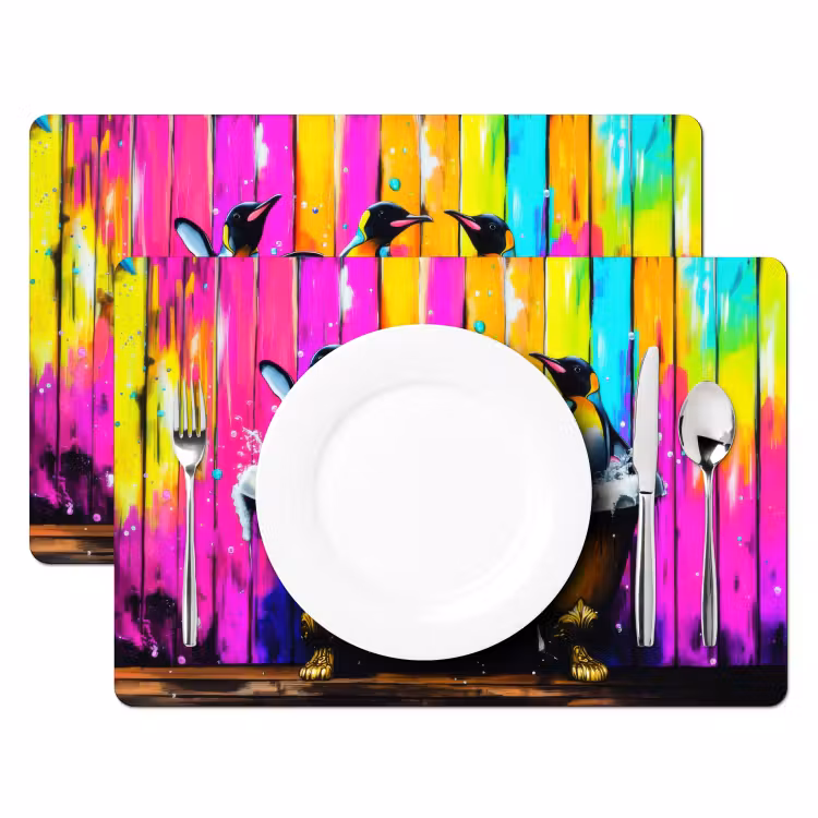 Sets de table - Pingouins - Baignoire - Colorée - Mousse — 2