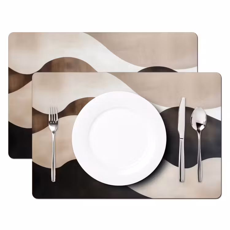 Sets de table en vinyle - Vagues - Abstrait - Beige — 2