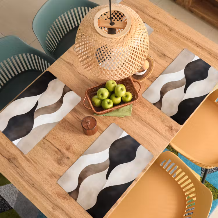 Sets de table en vinyle - Vagues - Abstrait - Beige — 3