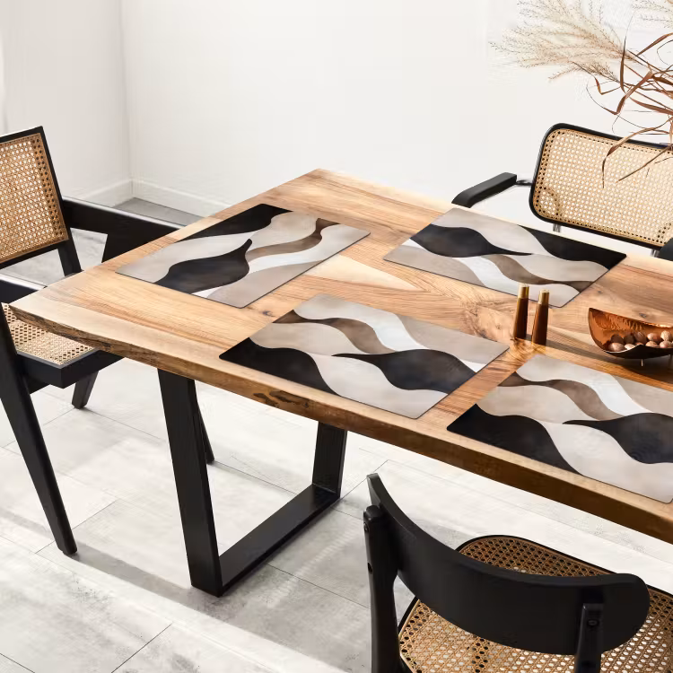 Sets de table en vinyle - Vagues - Abstrait - Beige — 4