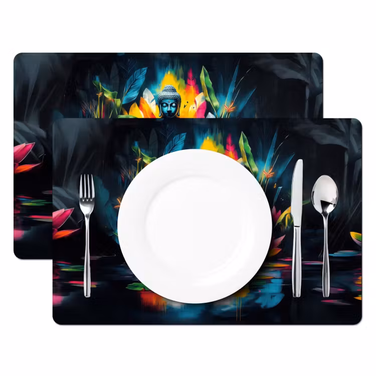 Sets de table - Bougies - Fleurs - Bouddha - Eau — 2