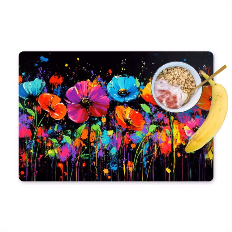 Sets de table - Fleurs - colorées - éclaboussures — 1