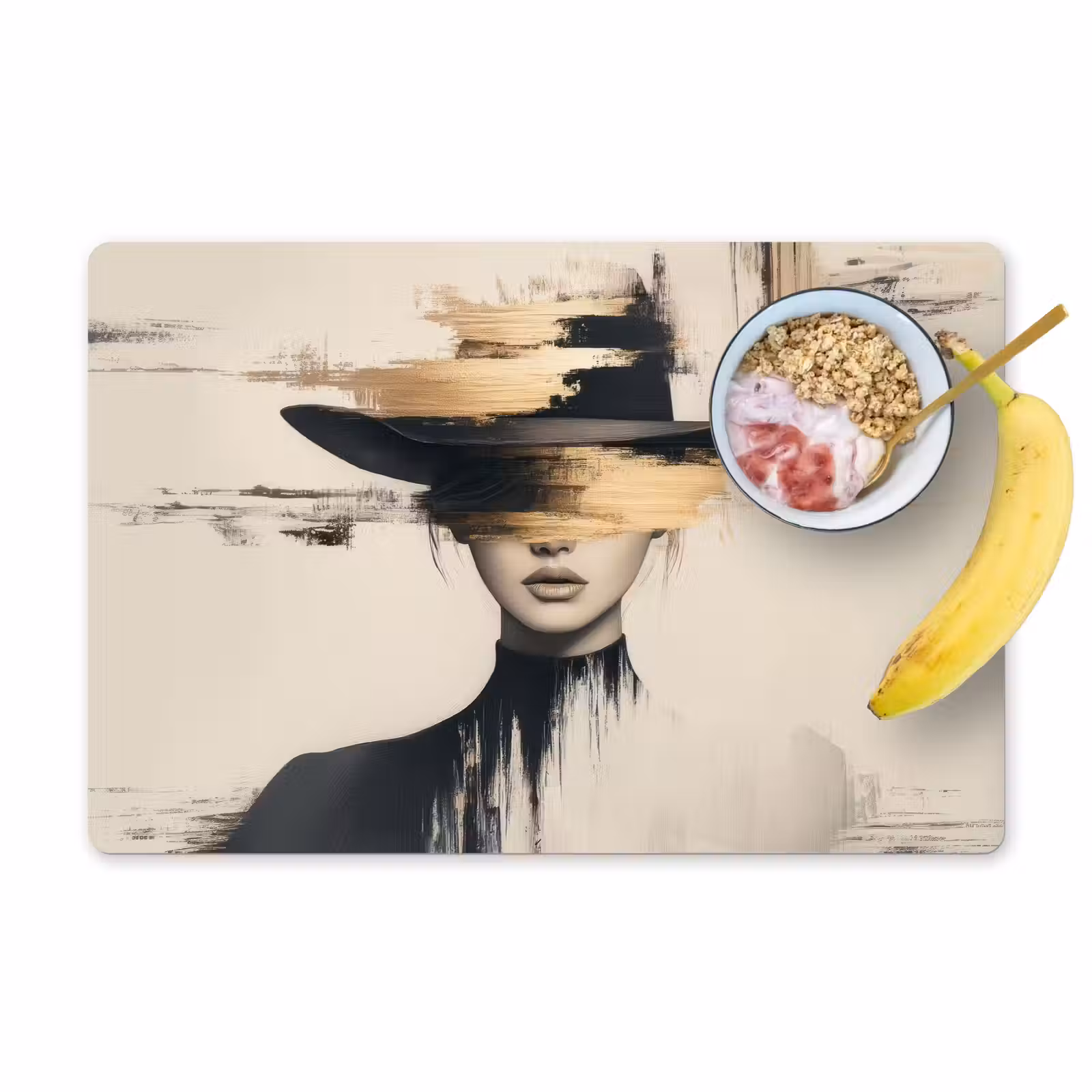 Sets de table en vinyle - Femme - Chapeau - Peinture — 1