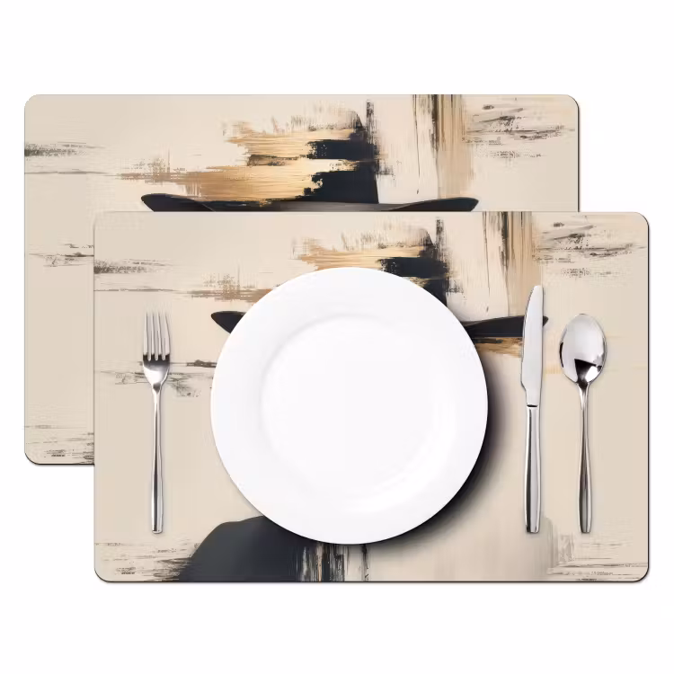 Sets de table en vinyle - Femme - Chapeau - Peinture — 2