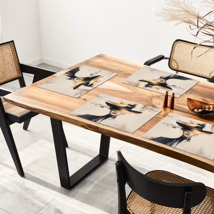 Sets de table en vinyle - Femme - Chapeau - Peinture — 4