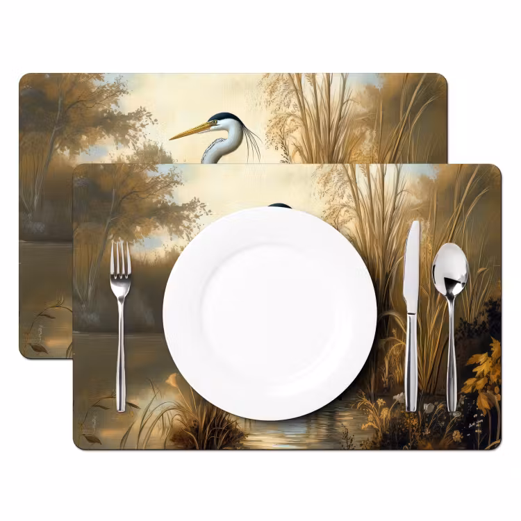 Sets de table en vinyle - Héron - Eau - Plantes — 2