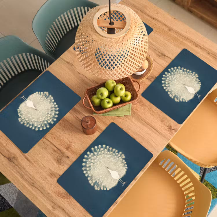 Sets de table en vinyle - Oiseau - Bleu - Vintage — 3