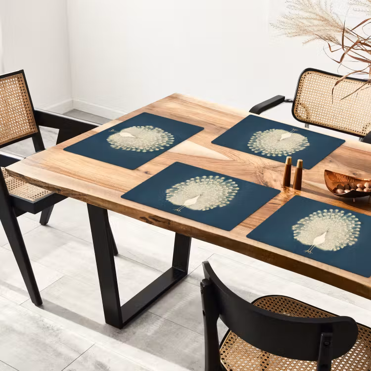 Sets de table en vinyle - Oiseau - Bleu - Vintage — 4