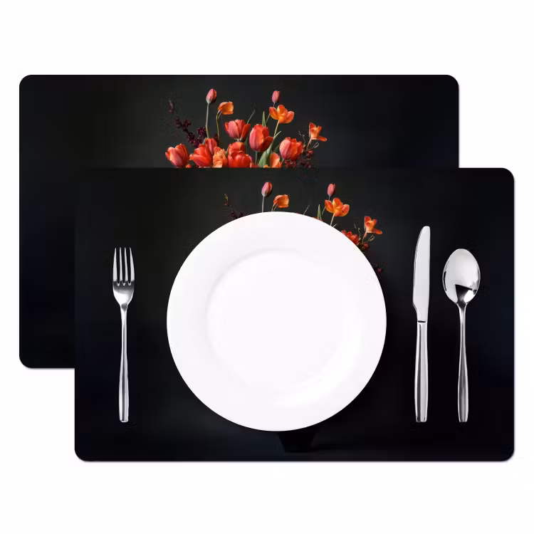 Sets de table en vinyle - Bouquet - Tulipes - Vase - Rouge — 2
