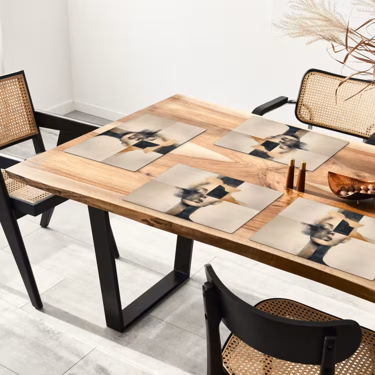 Sets de table en vinyle - Or - Femme - Rectangles — 4