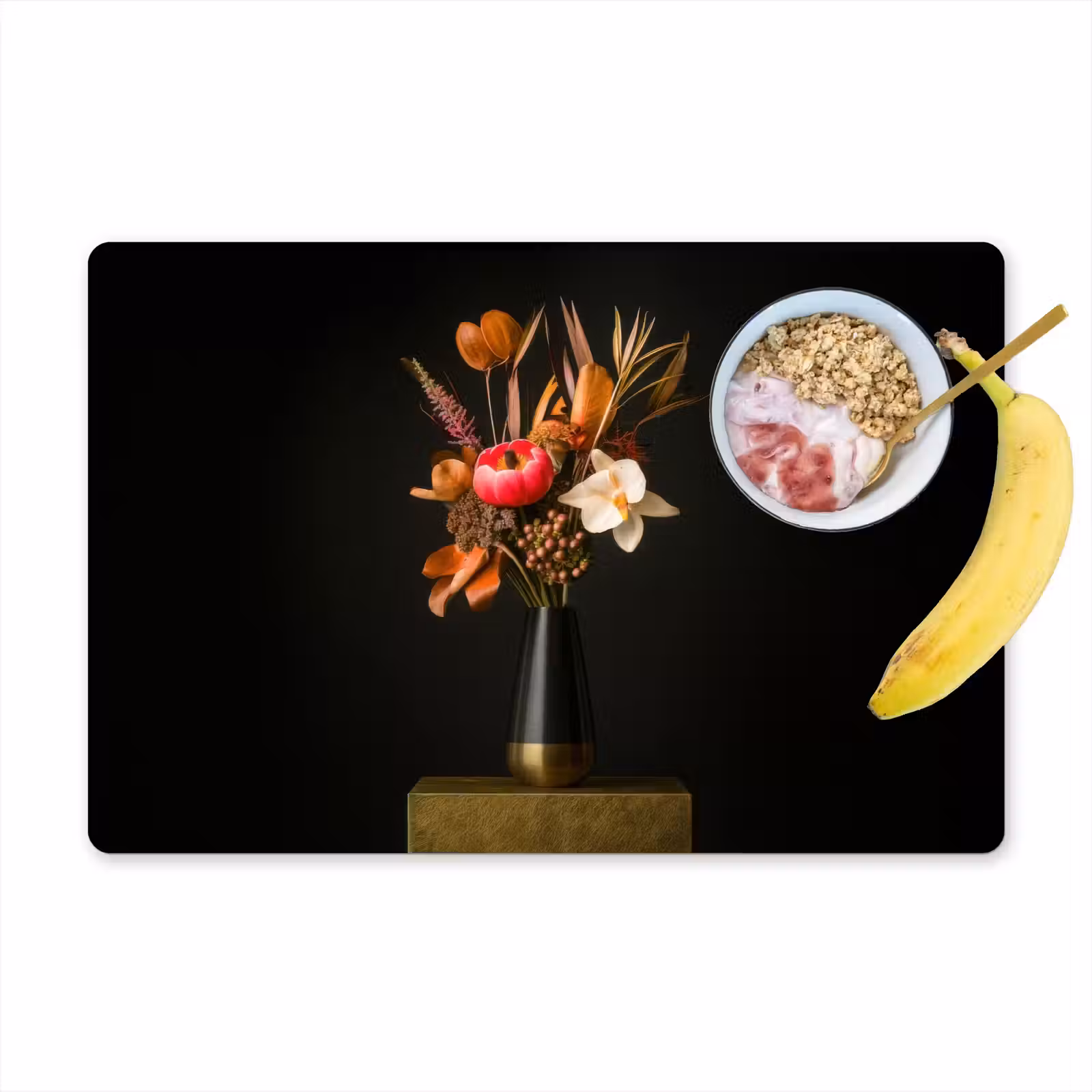 Sets de table en vinyle - Bouquet - Orange - Or - vase — 1