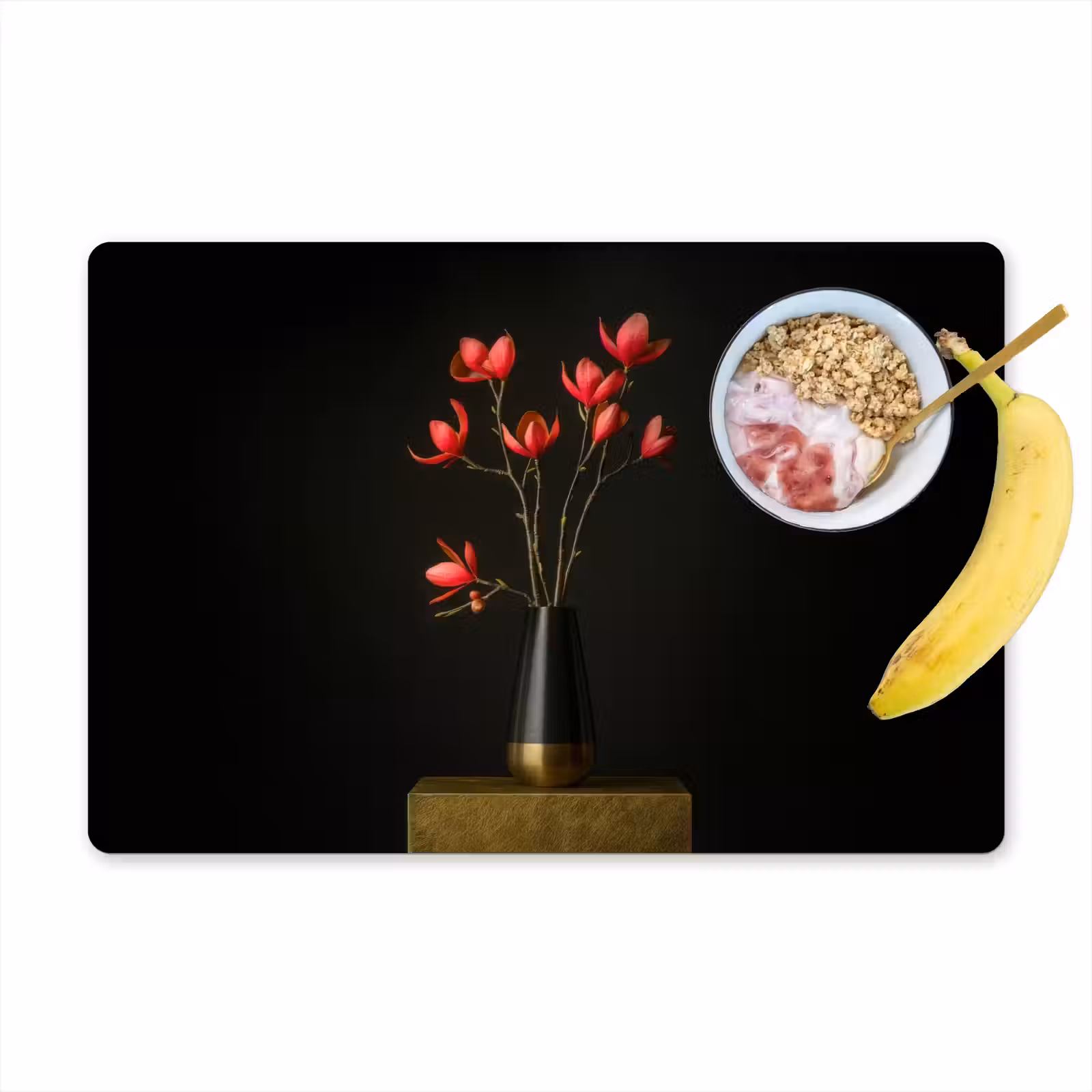 Sets de table en vinyle - Rouge - Fleurs - Vase — 1