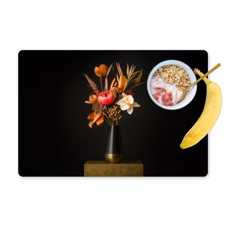 Sets de table en vinyle - Bouquet - Orange - Or - vase — 1