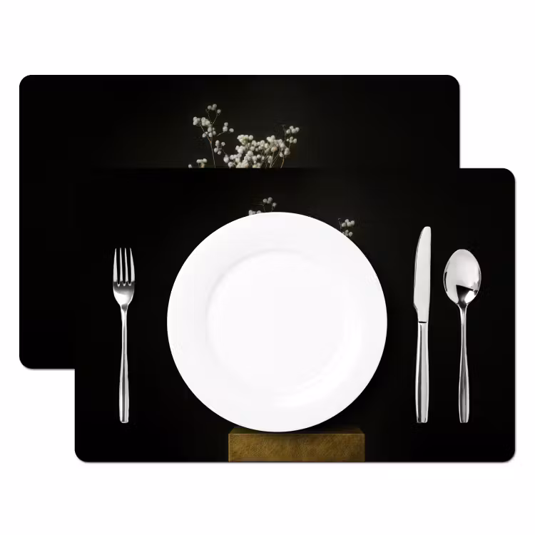 Sets de table en vinyle - Bulbes de fleurs - Blanc - Vase - Minimaliste — 2