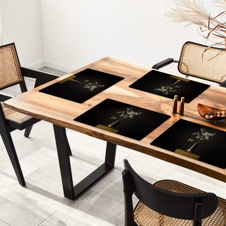 Sets de table en vinyle - Bulbes de fleurs - Blanc - Vase - Minimaliste — 4