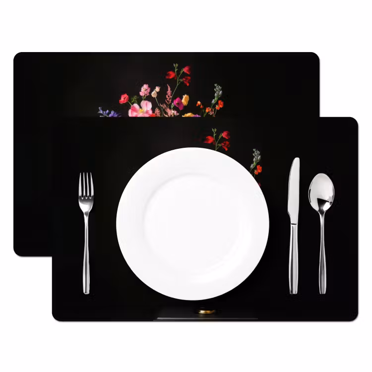 Sets de table en vinyle - Coloré - Bouquet - Vase - Or — 2