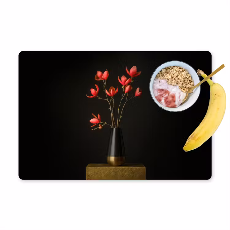 Sets de table en vinyle - Rouge - Fleurs - Vase — 1