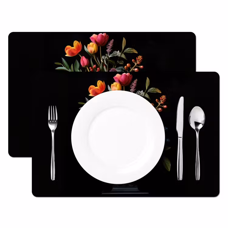Sets de table en vinyle - Tulipes - Baies - Bouquet - Vase — 2