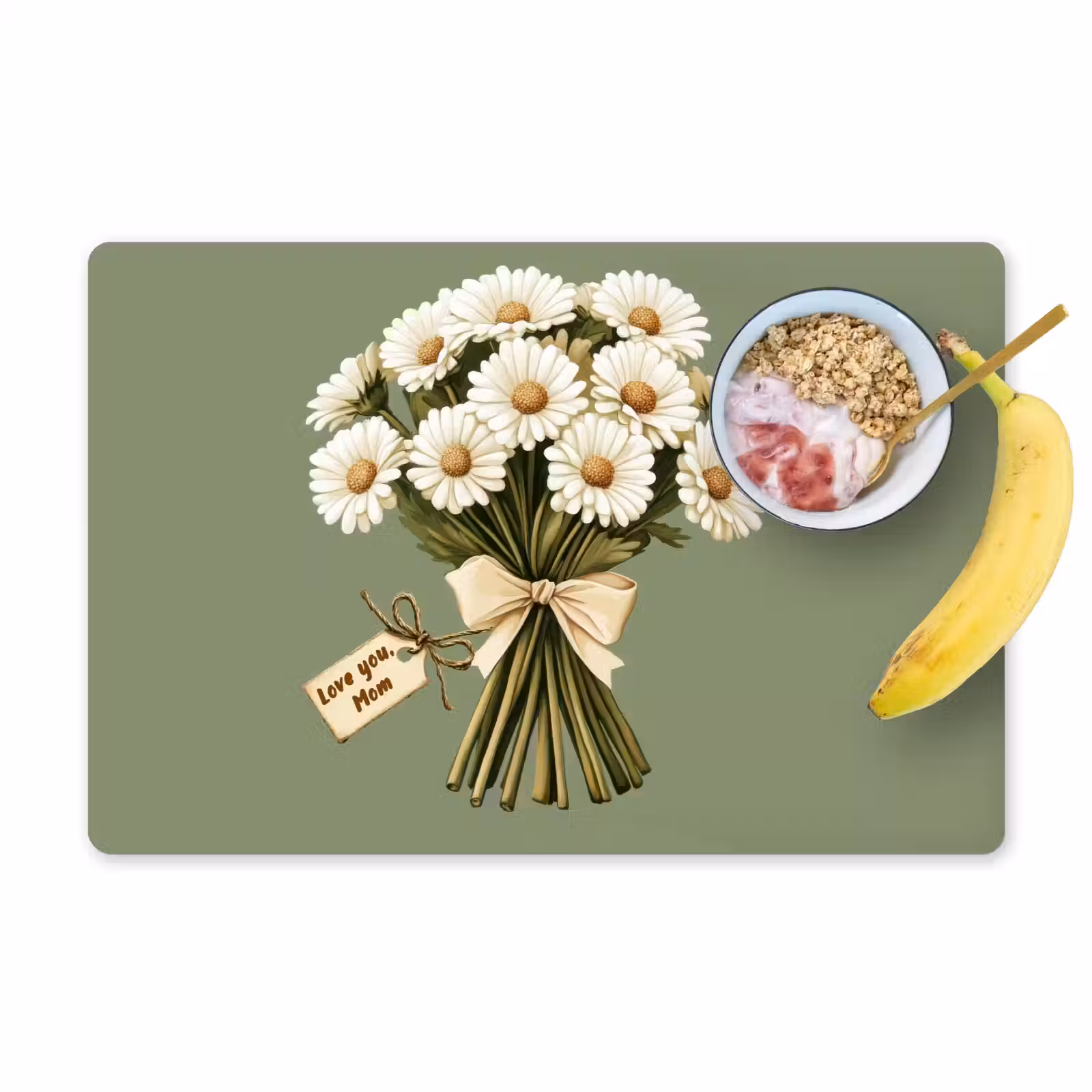 Sets de table en vinyle - Ruban - Bouquet - Vert - Citation — 1