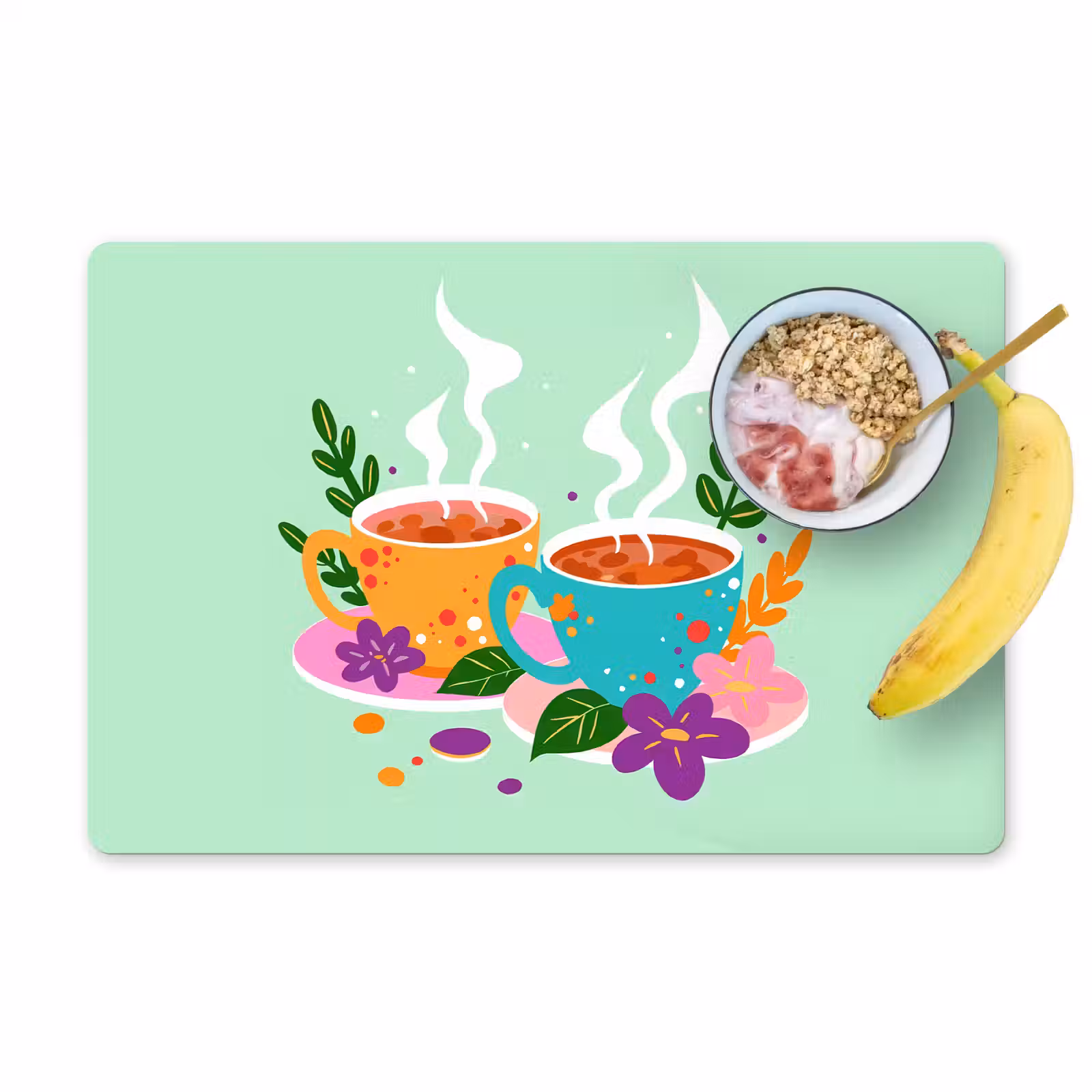 Sets de table - Thé - Illustration - Tasses - Fleurs — 1