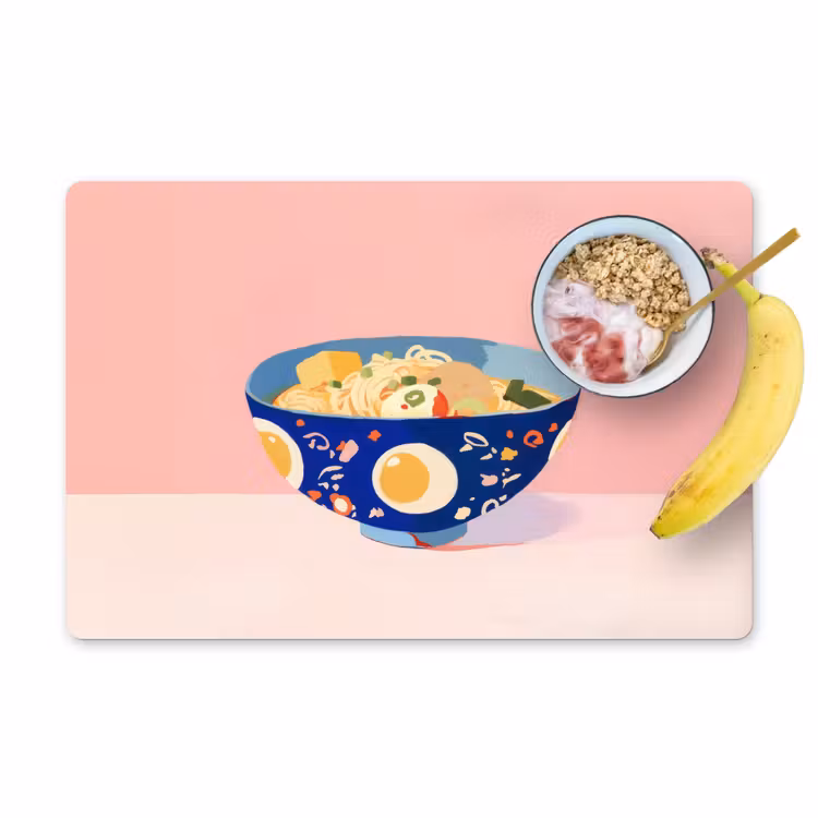 Sets de table - Nouilles - Bol - Bleu - Illustration — 1