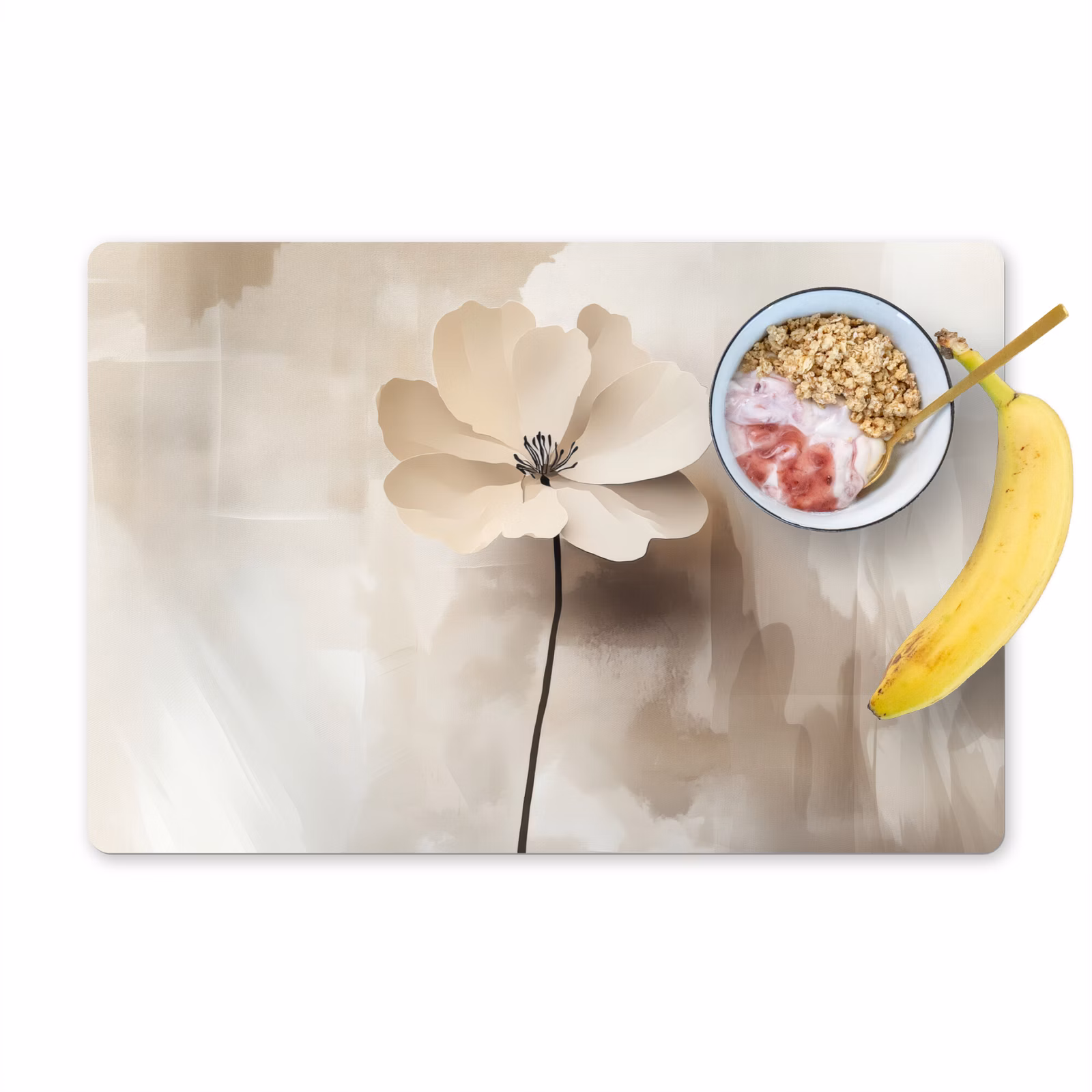 Sets de table en vinyle - Fleur - Beige - Peinture - Ombre — 1