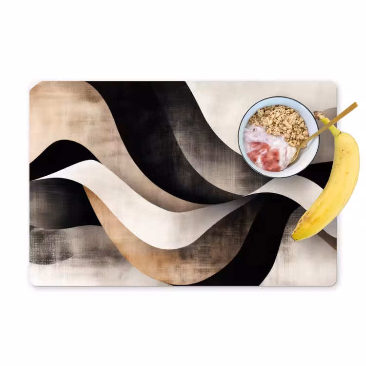 Sets de table en vinyle - Abstrait - Vagues - Noir - Usé — 1